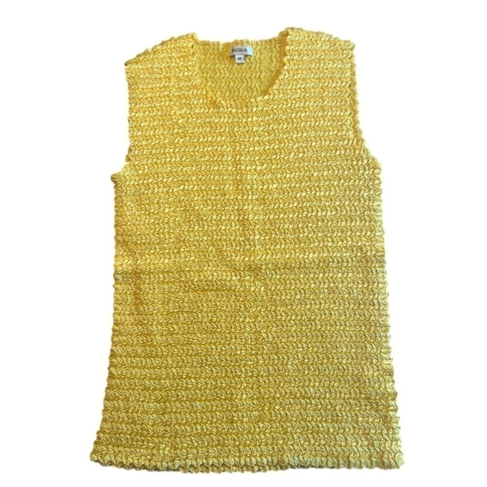 Yellow Y2K crinkle tank top